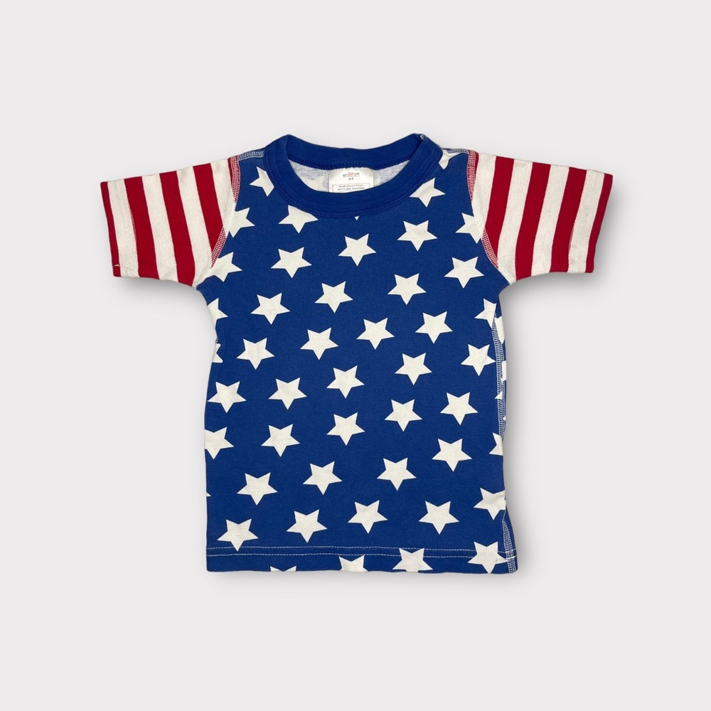 Hanna Andersson Star Stripe Pattern Organic Short Sleeve Pajama Top